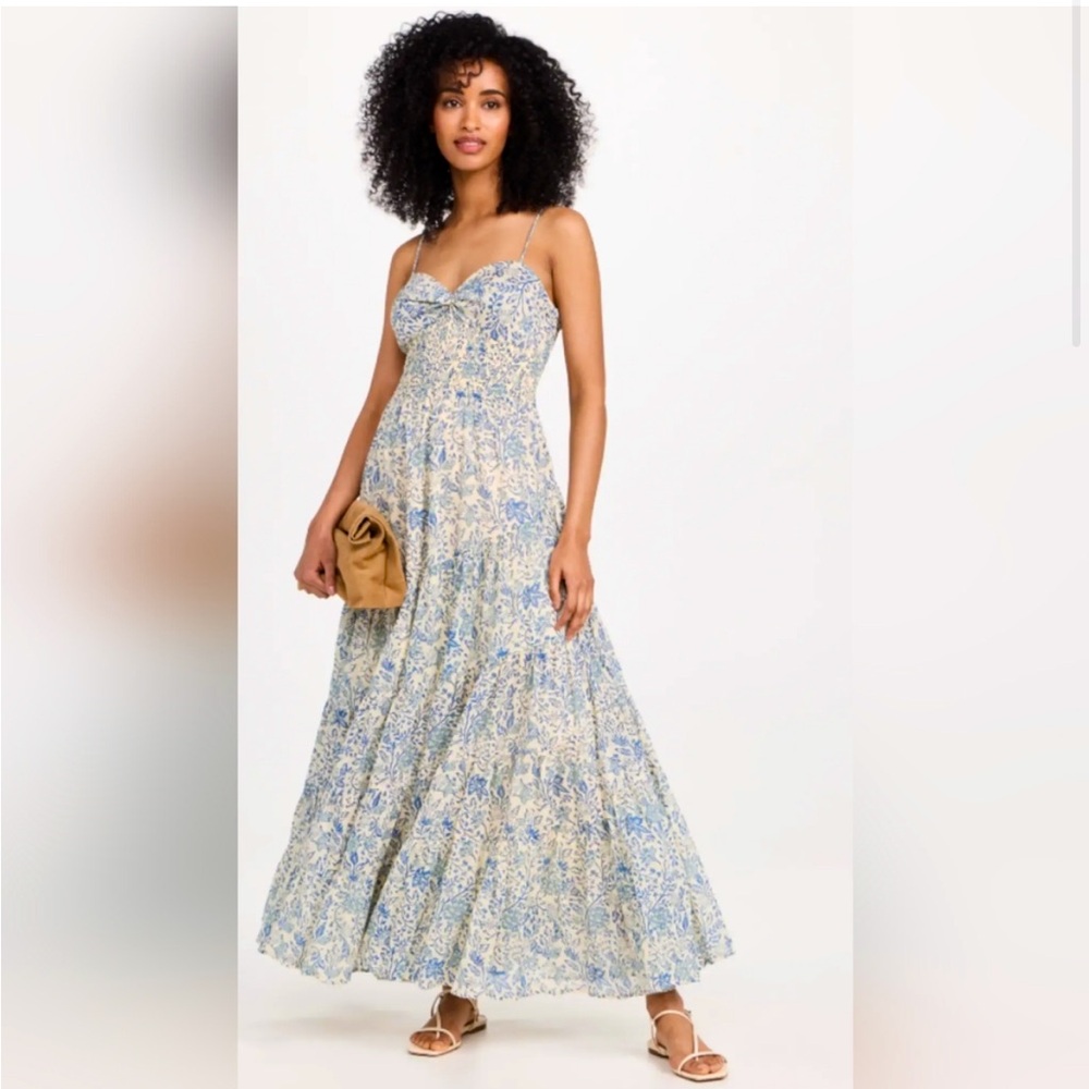 NWT Free People Medium Sundrenched Printed Maxi Dress Blue and White💙🤍